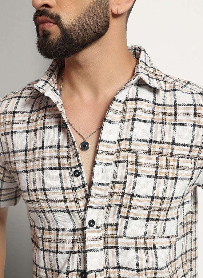 CHIMPAAANZEE Men Tartan Checks Opaque Checked Casual Shirt - Image 2